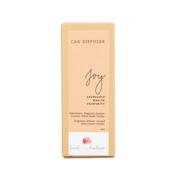 Enjoy&nbsp;your favourite Laced with Kindness candle scents on the go.&nbsp;Freshen up your car, caravan, wardrobe, or favourite space with our&nbsp;car diffuser collection&nbsp;that contains a few of our best selling blends.&nbsp;

Feel fresh, healed, and relaxed on the road wherever you go.&nbsp;

Available in&nbsp;Balance,&nbsp;Healing,&nbsp;Love, and&nbsp;Protection.&nbsp;Each is infused with crystals for extra healing properties.&nbsp;

Size:&nbsp;4.5cm x 2cm x 2cm