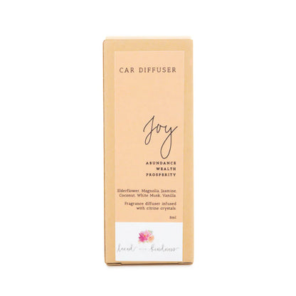 Enjoy&nbsp;your favourite Laced with Kindness candle scents on the go.&nbsp;Freshen up your car, caravan, wardrobe, or favourite space with our&nbsp;car diffuser collection&nbsp;that contains a few of our best selling blends.&nbsp;

Feel fresh, healed, and relaxed on the road wherever you go.&nbsp;

Available in&nbsp;Balance,&nbsp;Healing,&nbsp;Love, and&nbsp;Protection.&nbsp;Each is infused with crystals for extra healing properties.&nbsp;

Size:&nbsp;4.5cm x 2cm x 2cm
