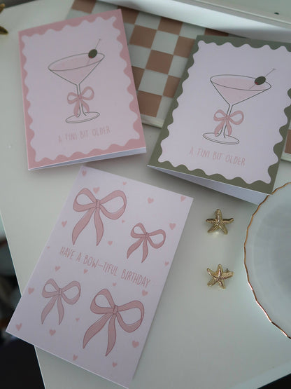 A Tini Bit Older | Birthday Card | Pink Card | Martini Card