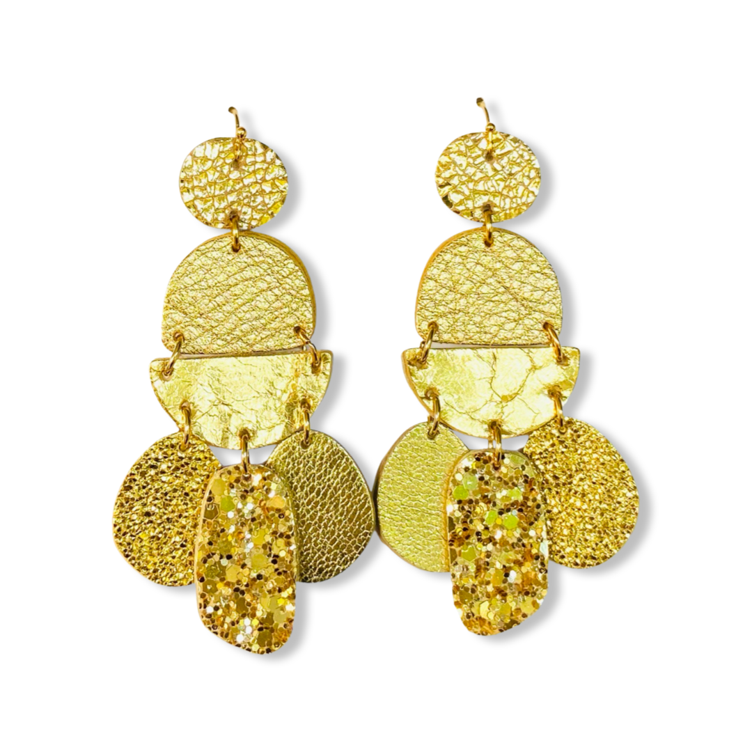 Stunning golden leather earrings in a range of golden finishes and patterns.

Light and bright, sure to be a staple in your collection!