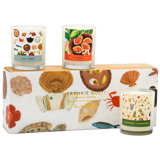 We've created the perfect gift set reminiscent of sunny vacays to luxurious destinations

-Mediterranean Fig
-Rosemary + Clementine
-Olive Leaf, Citrus + Salt

Features SUMMER DAYS by Gabrielle Diamantis

25hr burn X 3 candles
100% pure soy wax
Lead free cotton wick
Cruelty free + vegan
High quality fragrance oil 
Hand poured in the Yarra Valley | Melbourne