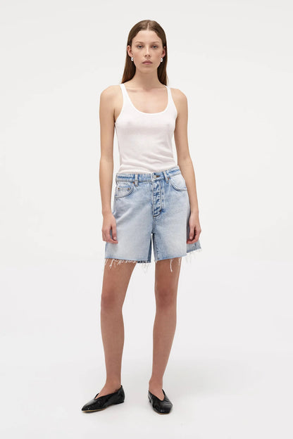 Eva Wide Mode
Relaxed A-line wide leg short designed for a flattering, easy silhouette
Mid-rise fit crafted in rigid denim for a clean, structured look
Made from authentic rigid cotton denim that holds its shape and softens with wear, moulding naturally to the body over time
Mode is a light, bright indigo wash perfect for summer. Has an authentic vintage inspired effect with subtle wash template
Button fly
100% Cotton