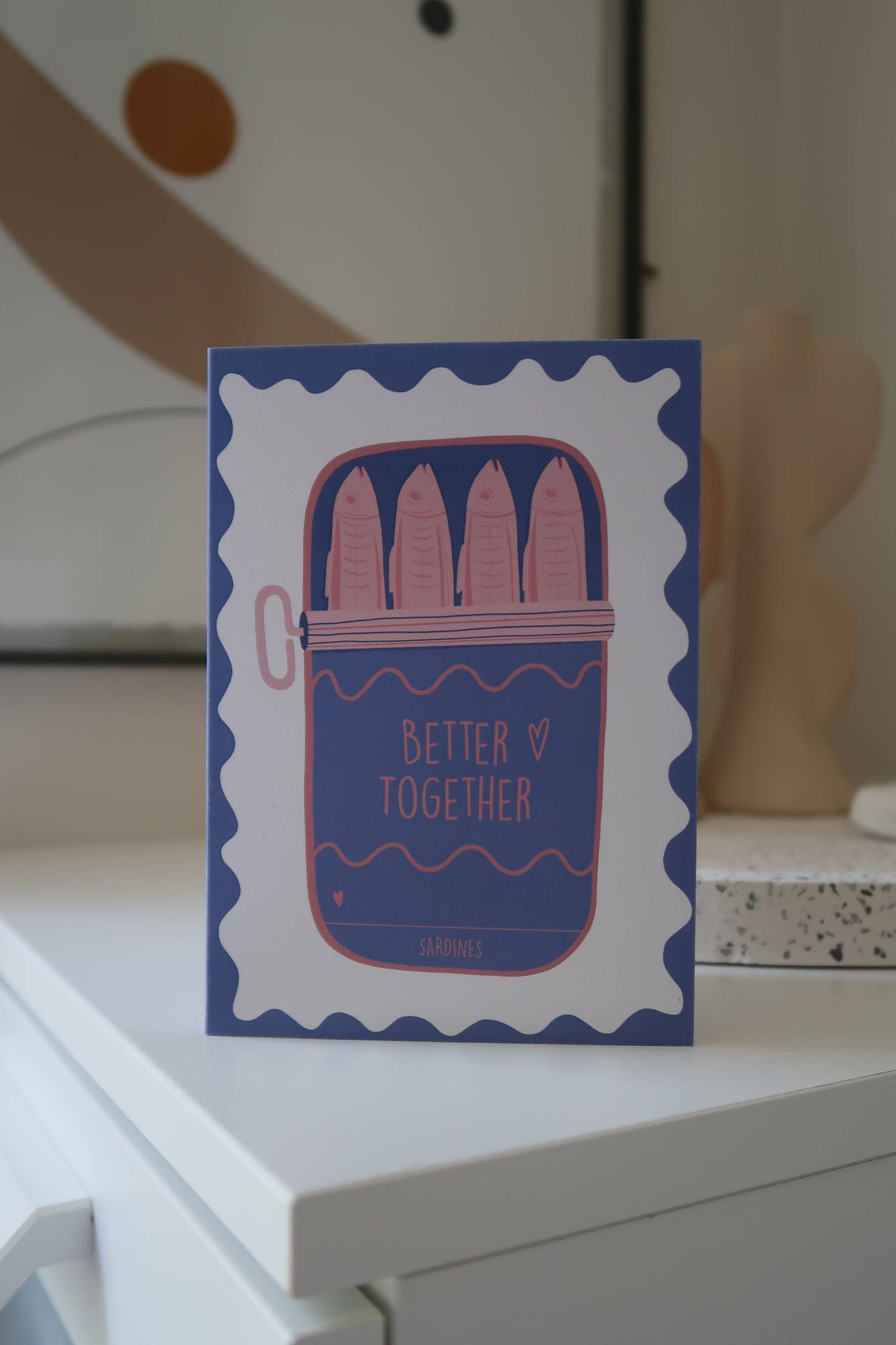 Better together GREETING CARD. Sardines, Love, Wedding