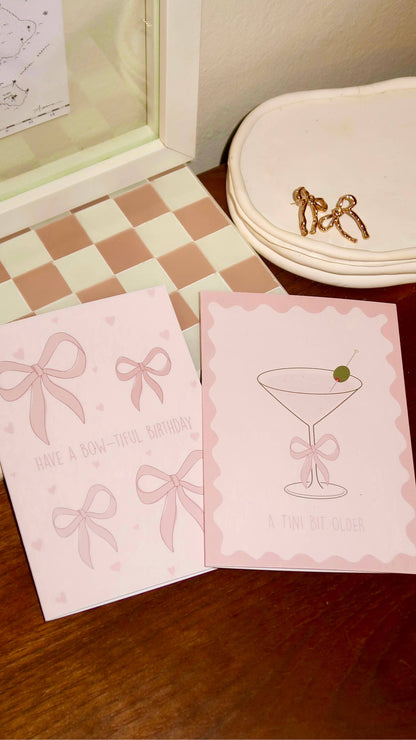A Tini Bit Older | Birthday Card | Pink Card | Martini Card