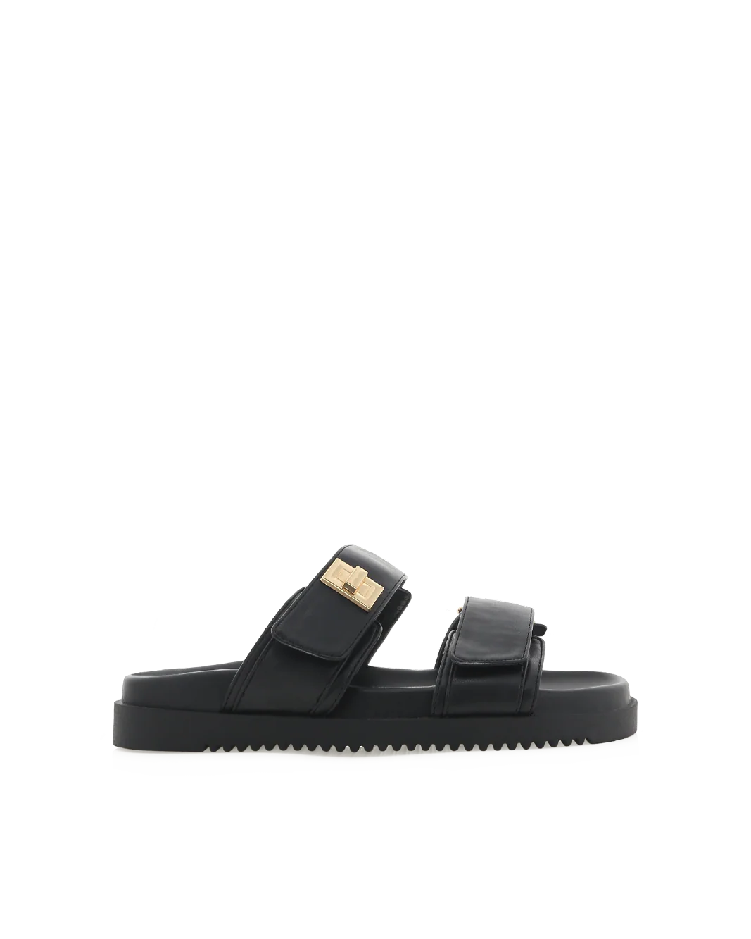Amylee is a luxe summer slide, available exclusively to Billini.

Get holiday ready with this luxe &amp; easy to wear slide.

Featuring;

flat footbed with chunky exposed sole
open round toe
thick twin strap on upper with adjustable velcro straps
faux buckle on strap in gold hardware detailing
open heel counter
synthetic upper, lining and outsole
