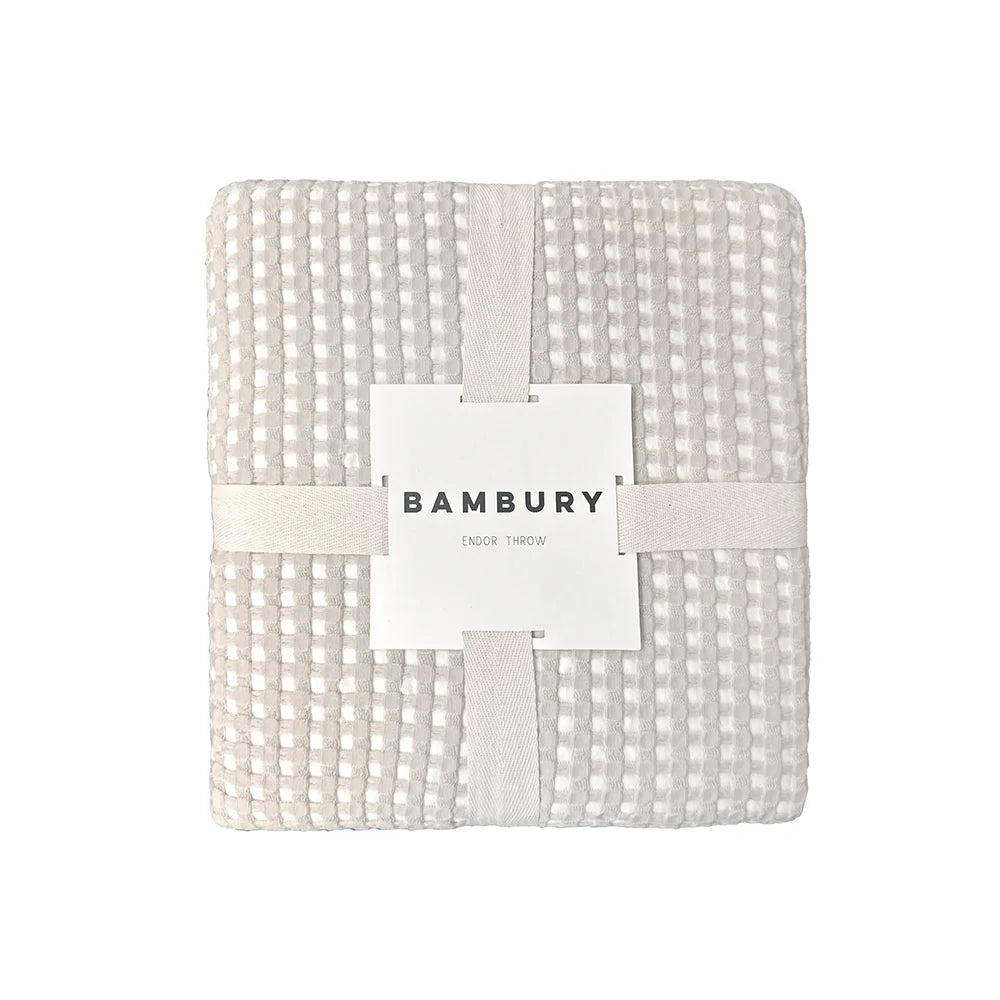 If it's beautiful texture you want, then it's hard to walk past the Bambury Endor range, made from a two-toned cotton waffle fabric. The throw is reversible, with one colour more dominant on the front and the other colour more dominant on the reverse.