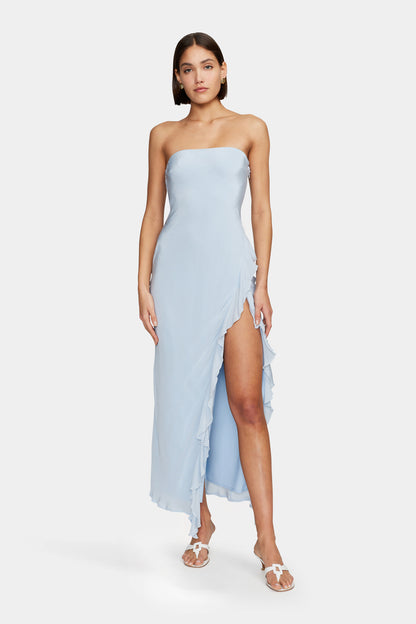Effortlessly chic and timeless, the Calista Maxi Dress in Sky by Ownley is your go-to piece for dreamy, feminine style. Featuring a soft blue hue, a flattering silhouette, and flowy fabric, this dress is perfect for summer events, beachside dinners, and special occasions. Elevate your wardrobe with this must-have maxi dress!