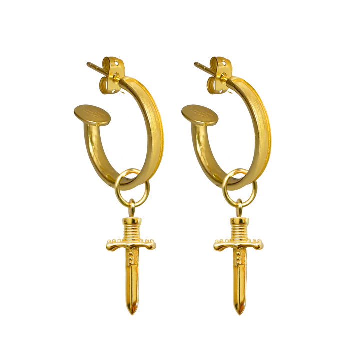 Our&nbsp;bestselling&nbsp;Dagger Mini Hoop&nbsp;Earrings&nbsp;are a&nbsp;little hoop moment that our MM Women absolutely adore!&nbsp; We all love a baby hoop and these goldies are no exception. They easily dress up any outfit, especially with the addition of our gorgeous charms, or they are perfect on their own. To be honest, we have been known to wear these for most occasions, including walking the dog and going to pilates. They really are your everyday earring bestie!&nbsp;