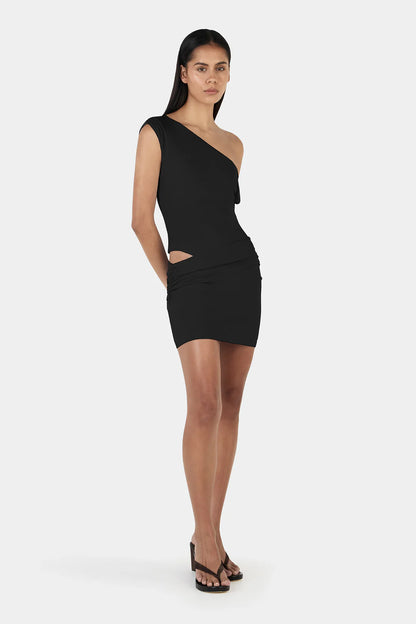 Ownley - The Frida mini dress is an off the shoulder layered mini dress made from a bodysuit and an asymmetrical draped maxi skirt. The dress has ruched seams at the hip area for shaping and is fully lined for a sleek silhouette. Dress up or down the Frida is a versatile styling piece to take you anywhere.