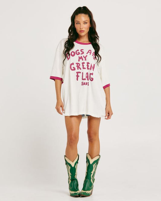 The Very Oversized Green Flag Tee

If they love dogs, they're already halfway to your heart 🐾💘

Meet The Very Oversized Green Flag Tee - your new go-to for comfort and canine appreciation. Crafted from 100% cotton, this oversized beauty features a relaxed fit, contrast trims and a hand-drawn slogan that says what were all thinking:
Dogs Are My Green Flag.

This tee is made for dog walks and brunch dates. Because let's face it… red flags are temporary, but puppy love is forever. 🐕✨