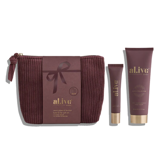 Our coordinating Hand Cream and Tinted Lip Butter featuring exclusive Sweet Plum & Berries scent with native Davidson Plum. Beautifully packaged in elegant sleeve presentation - the perfect travel-friendly pairing ready to gift.