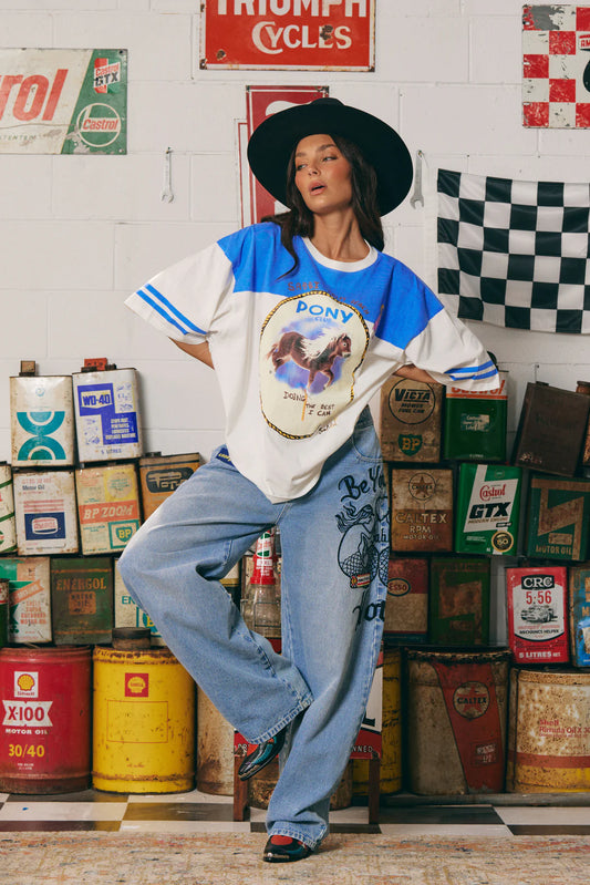 THE VERY OVERSIZED PONY CLUB TEE - BLUE