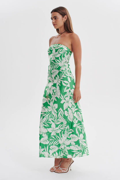 Sofia Midi Dress - Green Palm