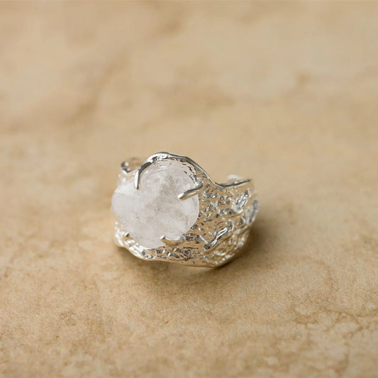 The NOHEA ring features a lavish crushed silver design that adds luxury to any outfit. This ring is perfect for elevating your style and adding a touch of glamour to your wardrobe.

S925 Sterling Silver
Crushed Silver/Clear Semi Precious Gemstones
Lead,Nickel &amp; Tarnish Free
Hypoallergenic
Adjustable to fit all sizes