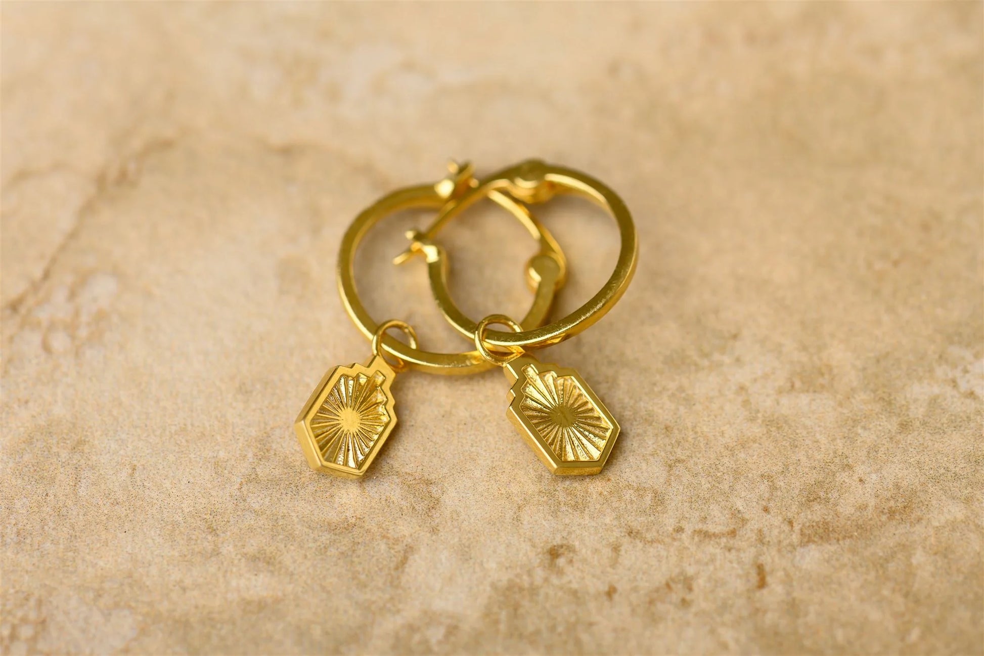 Meet Bianca, your new favorite ear candy! These playful earrings bring vintage vibes with a modern twist. The charming retro design catches eyes and compliments wherever you go. Lightweight enough for all-day wear but bold enough to make a statement.

925 Gold Plated Sterling Silver&nbsp;
Lead,Nickel &amp; Tarnish Free
Hypoallergenic
Waterproof

Measures 6 x 27mm

Inner Diameter 12mm