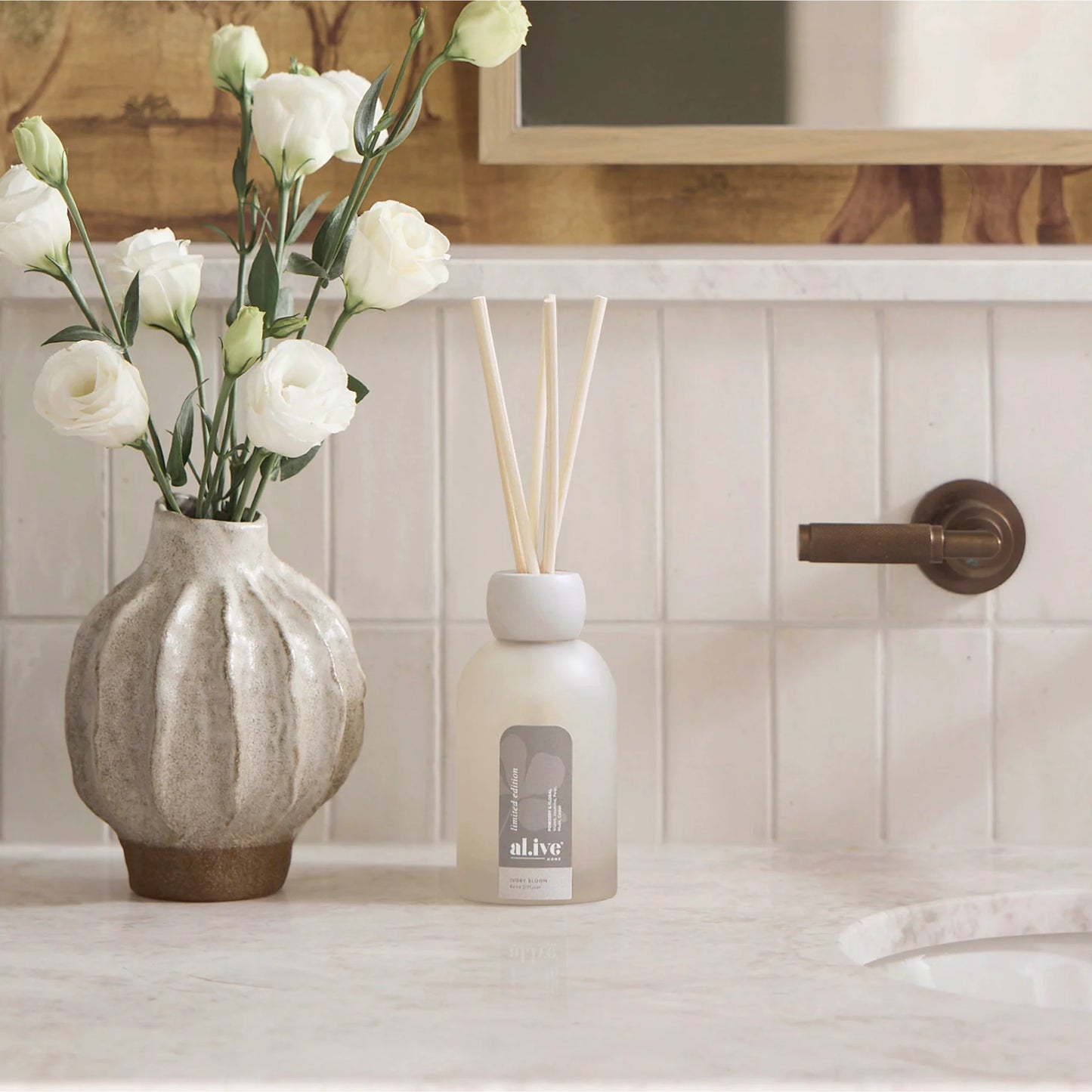 A 250ml Reed Diffuser designed to gently and continuously scent the home. Fragranced with our limited edition Ivory Bloom scent inspired by white florals, it brings a calm and considered atmosphere to shared spaces.