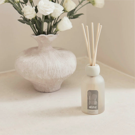 A 250ml Reed Diffuser designed to gently and continuously scent the home. Fragranced with our limited edition Ivory Bloom scent inspired by white florals, it brings a calm and considered atmosphere to shared spaces.