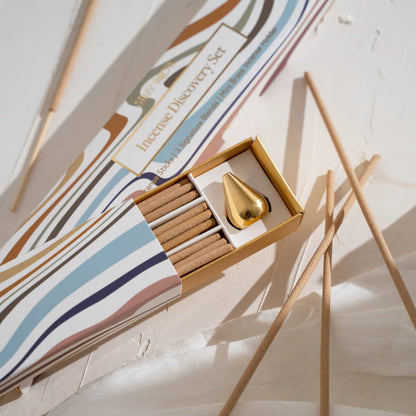 Elevate your space with our Incense Discovery Set, featuring three best-selling natural incense blends—6 Wild Fields, 6 Sweet Muse, and 6 Woodlands—plus a mini brass incense holder. Crafted with pure essential oils, each scent invites calm and connection. A beautiful gift set or a mindful way to explore all three. Sustainably made for meaningful moments of aromatic ritual.
3 x 6 sticks + Mini Brass Holder
