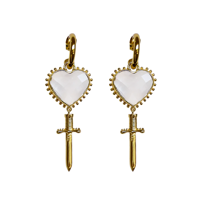 Juliet Earrings - Do we even need to introduce them? The Juliets are our bestseller heart + dagger motifs, with stunning faceted stones cut to perfection. If you want a signature Mountain the Juliets are your go to gal. Make it romantic and cute, the Juliets are a bit of everything