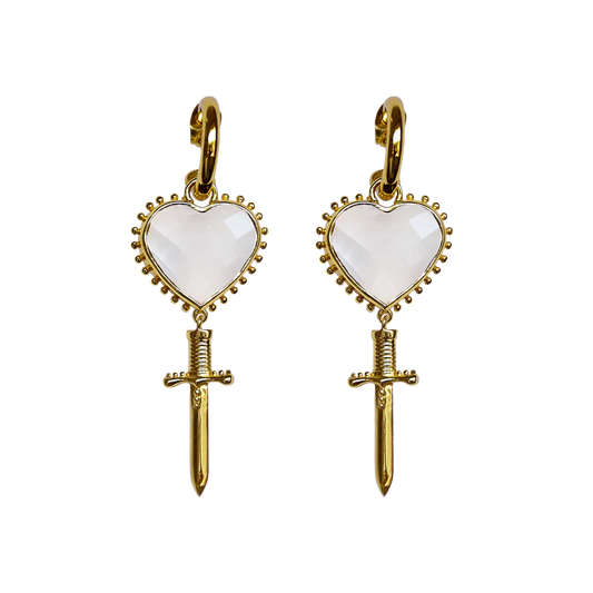 Juliet Earrings - Do we even need to introduce them? The Juliets are our bestseller heart + dagger motifs, with stunning faceted stones cut to perfection. If you want a signature Mountain the Juliets are your go to gal. Make it romantic and cute, the Juliets are a bit of everything