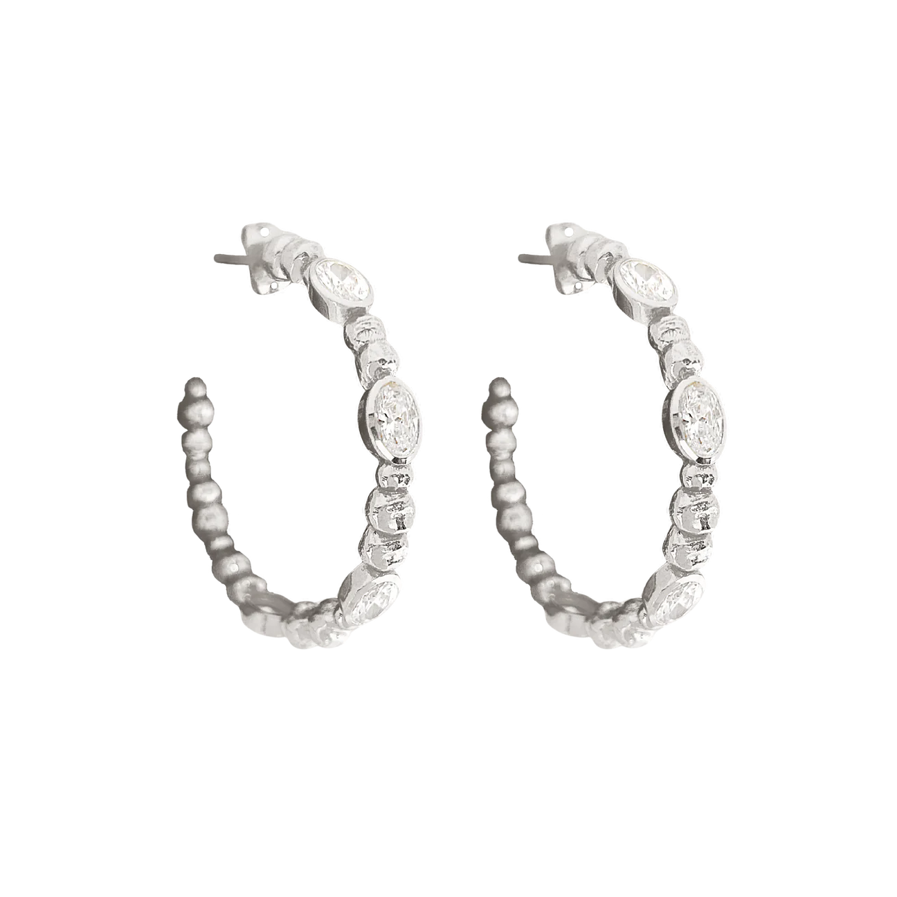 Hello Lex! She’s fun, fresh and you should know she’ll be sure to add a little sparkle to any look. The Lex earrings are a hoops style featuring ball work and a hammered finish. Dazzling White CZ placed in a cool silvery setting. Inspired by hot summers in the city… We’re obsessed and CAN NOT take her off! she's a must for your collection.&nbsp;