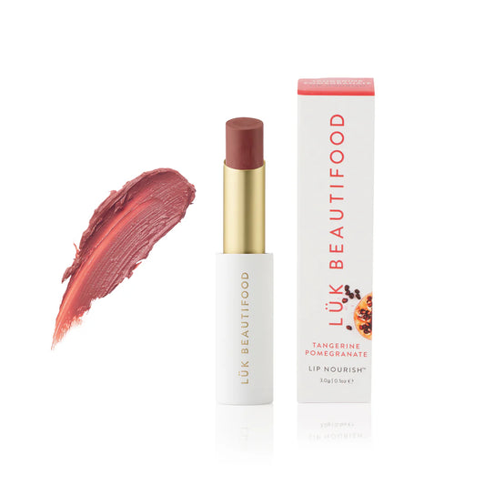 Tangerine Pomegranate highlights natural tones in lips with hydrating colour.  Use lightly for a tint or layer to a lovely deep nude shade.  Cold-pressed organic oils from tangerines and vanilla beans give delicious fragrance and additional antioxidants.