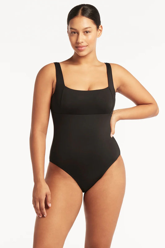 Essentials Square Neck One Piece - Black
