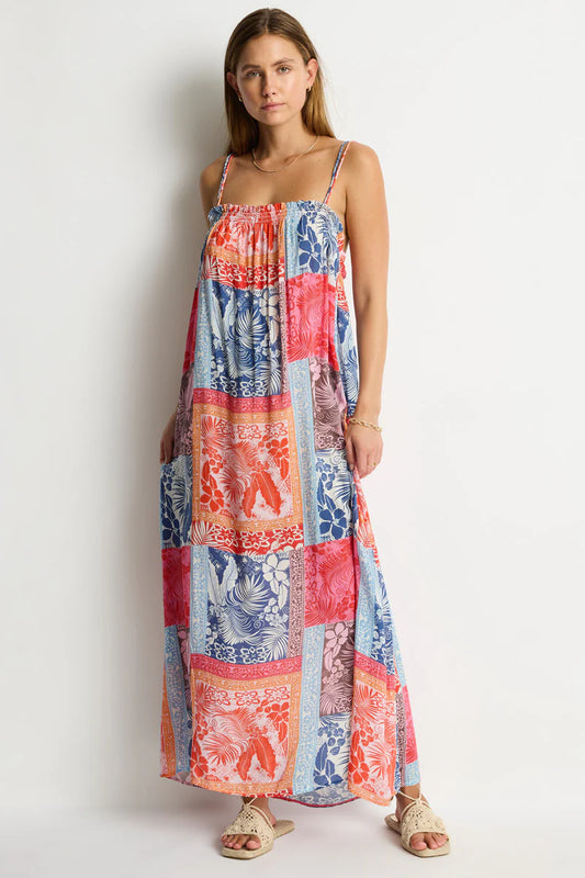 Dive into Coco Islands's dreamy summer collection, blending artisanal island motifs with bold pops of colour across Sea Level's signature silhouettes and easy essentials.
Soft touch fabric
Top bust shirring detail with adjustable tie

Double thin straps
Maxi length
Fabric Composition:
100% Viscose