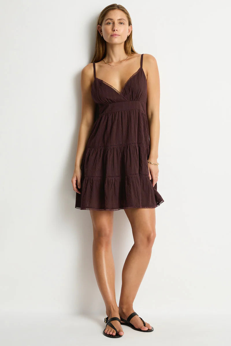 Introducing Ripples, our refined resort‑wear essentials. Designed for effortless packing, versatile styling, and layering over your swim for an&nbsp;elevated resort look.

Seersucker stripe texture
Sheer coverage
Shirred back panel
Ladder lace trim detail
Adjustable thin straps
Short length

Fabric Composition:
100% Cotton