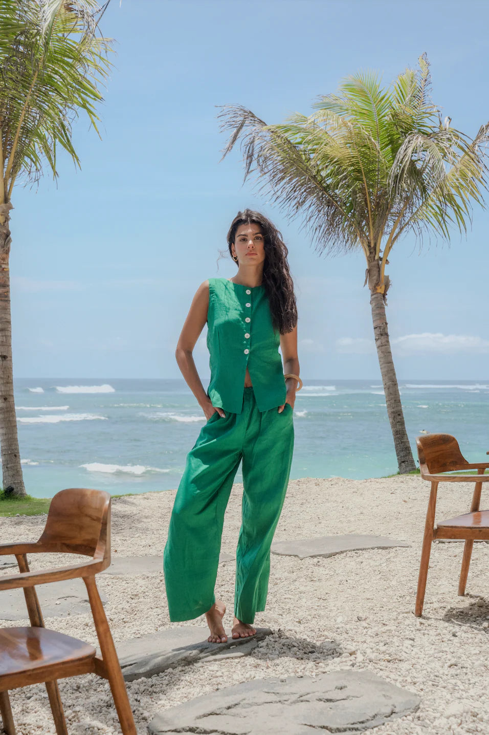 The Nia - A new and updated fit with a drawstring tie, elasticated waist, and wide-leg silhouette. This style is our new linen essential made for easy wearing and long adventure filled days. Pair back with one of our Pops + Co linen tops for a statement set.&nbsp;