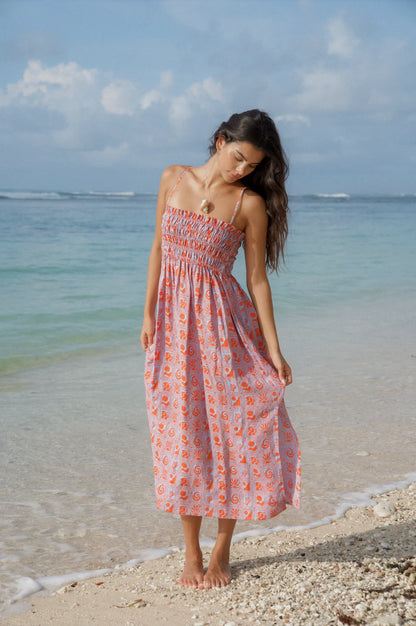 The Stella - Our go-to Summer dress.&nbsp;A flattering and timeless silhouette that seamlessly transitions from day to night. She's a chic and breezy addition to any wardrobe.&nbsp;

A Pops + Co exclusive print. Hand drawn and dyed on 100% Linen.