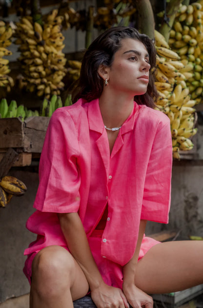 The Lou - Offering a relaxed fit she's classic and cool and designed for trans seasonal wear. Pair back with our Luna Shorts or Nia Pants for the perfect set.

Hand dyed on 100% Linen.