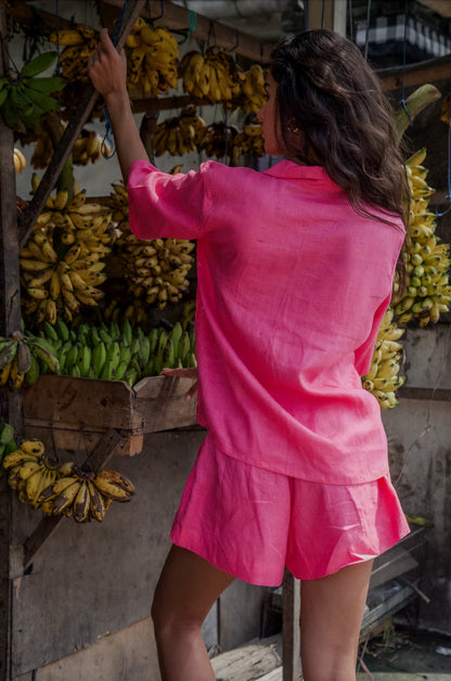 The Lou - Offering a relaxed fit she's classic and cool and designed for trans seasonal wear. Pair back with our Luna Shorts or Nia Pants for the perfect set.

Hand dyed on 100% Linen.