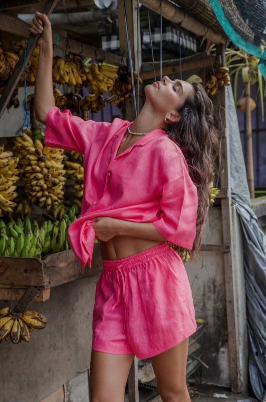 Pops + Co: The Luna - Make way for the must have shorts this season. With their loose fit style and elasticated waist, they are your new seasonal uniform. Pair with our Lou Short Sleeve Shirt or Ellery Vest for the ultimate set or separate with your wardrobe staples.&nbsp;