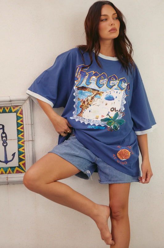 THE GREECE LOVE NOTES TEE - BLUE