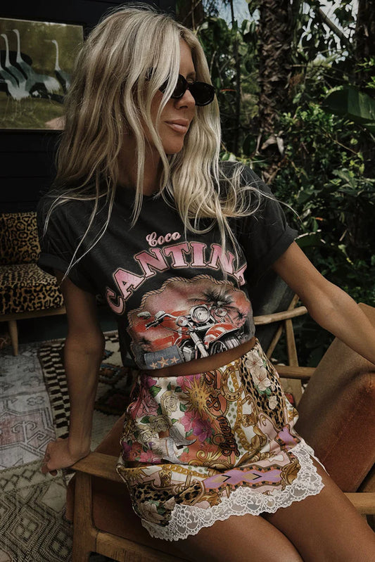 Coco Cantina Biker Tee Charcoal