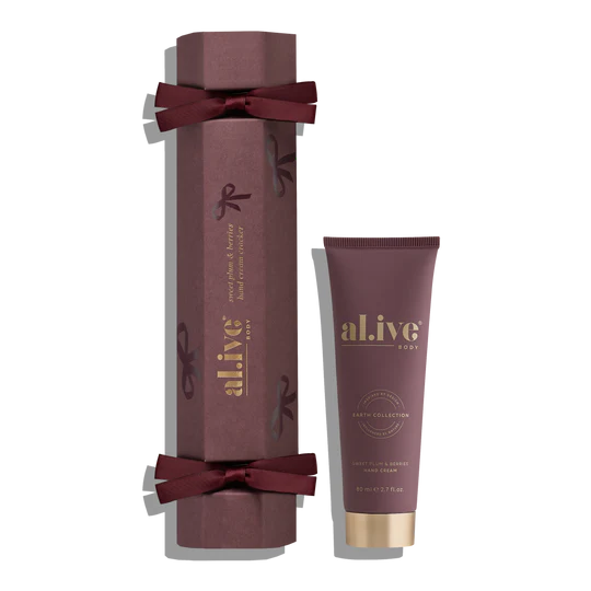 Our premium Hand Cream in festive cracker presentation that doubles as a tree decoration. Features exclusive Sweet Plum &amp; Berries scent with native Davidson Plum and strawberry extracts - the perfect stocking stuffer that's beautifully functional.
