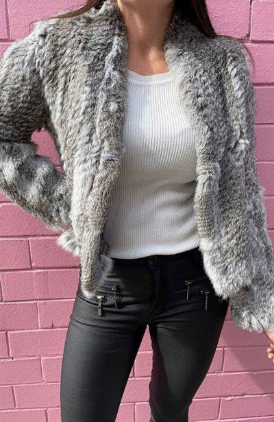 The Stolen Thunder Rabbit Fur Jacket is a timeless wardrobe piece, a must-have this Winter! 