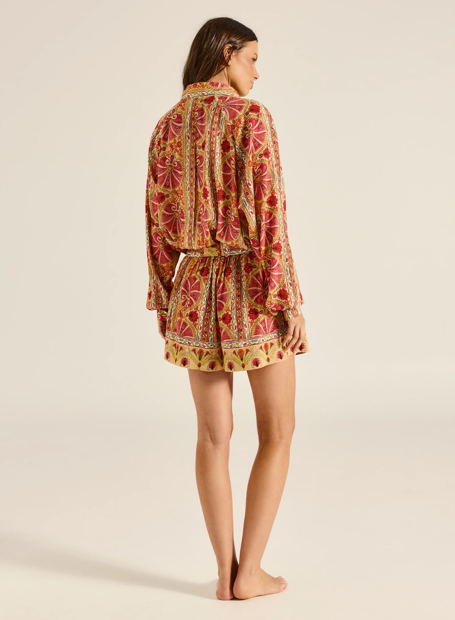 A go-to piece for everyday ease, this shirt delivers effortless style with its subtly oversized fit and relaxed raglan sleeves. Finished with Mother-of-Pearl buttons and patch pockets, it’s a versatile staple that brings laid-back chic to any look.

Product Details:

Classic shirt shape
Patch pockets
Slightly oversized fit
Mother of Pearl buttons at placket and cuff
Long lenth for more coverage
Soft Light Weight Fabrication