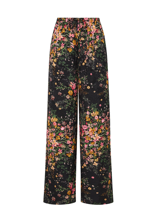 The Martha Pants in our exquisite black-based Whisper Floral are high-waisted and incredibly comfortable, featuring a functional drawcord waist. Crafted from slinky floral-textured jacquard, they pair perfectly with the Theodore Cami, creating the "world's best set."