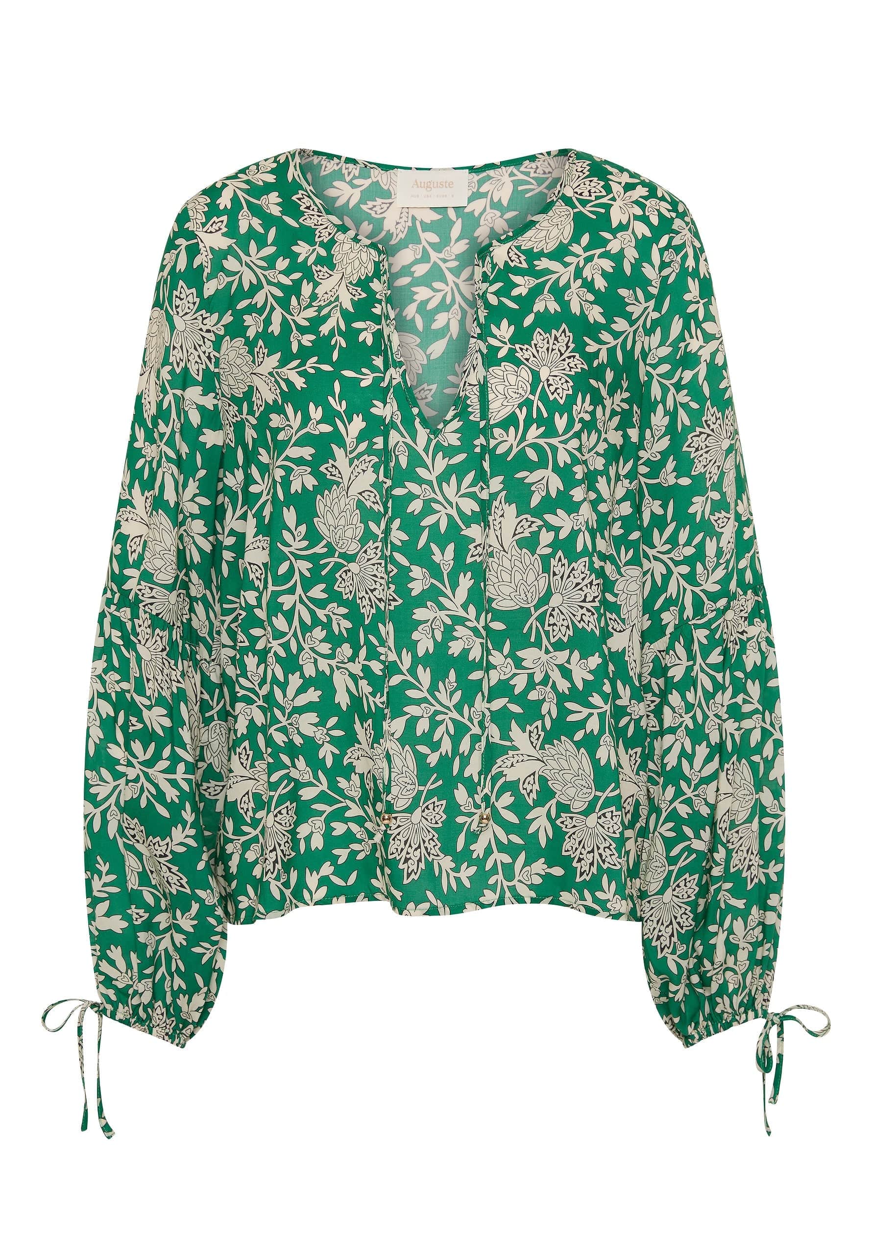 The Lennox Blouse by Auguste is crafted from soft tencel in our fresh apple green Cyrus print. It features a V-neckline with a tie detail, blouson sleeves with elasticated cuffs, making it your new go-to blouse.


- V neckline with tie detail
- Long sleeves with an elasticated cuff and tie detail
- Fits true to size, go with your usual
- 100% Tencel
- Semi-sheer, non-stretch fabric with a soft drape and hand feel
- Cold hand wash