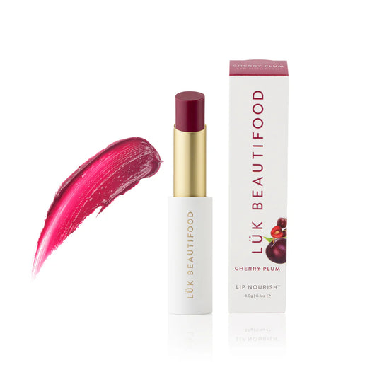 An effortless wash of buildable creamy colour and dewy, satin finish

A hydrating berry hue with fresh fruit notes.

Wear it light for a gentle veil of colour or layer for a medium-intense red.

Just-bitten cherry lips with a touch of sass.

Cherry Plum contains cold-pressed oils from cherries and pink grapefruit for subtle flavour and maximum antioxidants.