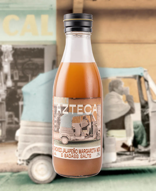 The Smoked Jalapeno Margarita - rich and full bodied, it's a campfire in the woods, chillies flirting with salted caramel. Just add Tequila and shake like maracas. Pairs perfectly with Mezcal, Reposado or Anejo Tequila