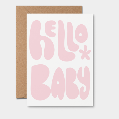 Hello Baby Pink | Newborn Card | Baby Shower Card