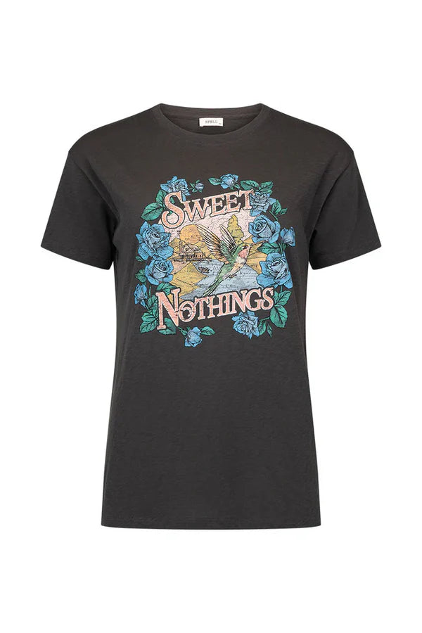 Experience the rebellious spirit with Sweet Nothings Biker Tee in Charcoal. The ultra-soft fabric is meant to be worn oversized for a boyfriend fit or tied up for a trendy look. Style it with denim or a lace skirt and boots for a touch of edgy glamour.