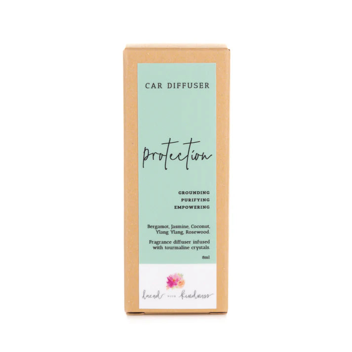 Enjoy&nbsp;your favourite Laced with Kindness candle scents on the go.&nbsp;Freshen up your car, caravan, wardrobe, or favourite space with our&nbsp;car diffuser collection&nbsp;that contains a few of our best selling blends.&nbsp;

Feel fresh, healed, and relaxed on the road wherever you go.&nbsp;

Available in&nbsp;Balance,&nbsp;Healing,&nbsp;Love, and&nbsp;Protection.&nbsp;Each is infused with crystals for extra healing properties.&nbsp;

Size:&nbsp;4.5cm x 2cm x 2cm