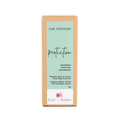 Enjoy&nbsp;your favourite Laced with Kindness candle scents on the go.&nbsp;Freshen up your car, caravan, wardrobe, or favourite space with our&nbsp;car diffuser collection&nbsp;that contains a few of our best selling blends.&nbsp;

Feel fresh, healed, and relaxed on the road wherever you go.&nbsp;

Available in&nbsp;Balance,&nbsp;Healing,&nbsp;Love, and&nbsp;Protection.&nbsp;Each is infused with crystals for extra healing properties.&nbsp;

Size:&nbsp;4.5cm x 2cm x 2cm