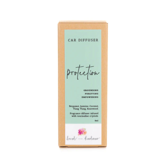 Enjoy&nbsp;your favourite Laced with Kindness candle scents on the go.&nbsp;Freshen up your car, caravan, wardrobe, or favourite space with our&nbsp;car diffuser collection&nbsp;that contains a few of our best selling blends.&nbsp;

Feel fresh, healed, and relaxed on the road wherever you go.&nbsp;

Available in&nbsp;Balance,&nbsp;Healing,&nbsp;Love, and&nbsp;Protection.&nbsp;Each is infused with crystals for extra healing properties.&nbsp;

Size:&nbsp;4.5cm x 2cm x 2cm