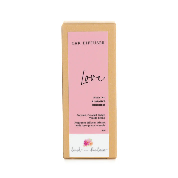 Enjoy your favourite Laced with Kindness candle scents on the go. Freshen up your car, caravan, wardrobe, or favourite space with our car diffuser collection that contains a few of our best selling blends. 

Feel fresh, healed, and relaxed on the road wherever you go. 

Available in Balance, Healing, Love, and Protection. Each is infused with crystals for extra healing properties. 

Size: 4.5cm x 2cm x 2cm