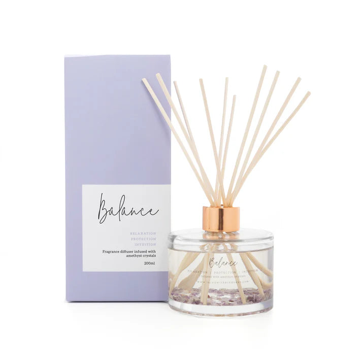 This is the perfect scent for bringing balance and harmony to any living space with its warm, sensual aroma. Infused with Amethyst crystals.  

Makes for a lovely home interior gift item for yourself.

BALANCE |  AMETHYST

Relaxation | Protection | Intuition

Jasmine, Coconut, Patchouli, Amber,  Tonka Bean, Vanilla, Musk